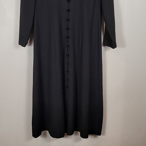 Vintage Talbots 100% Wool Trench Coat Size S Black Button Velvet Classic Y2K 90s - Picture 3 of 13